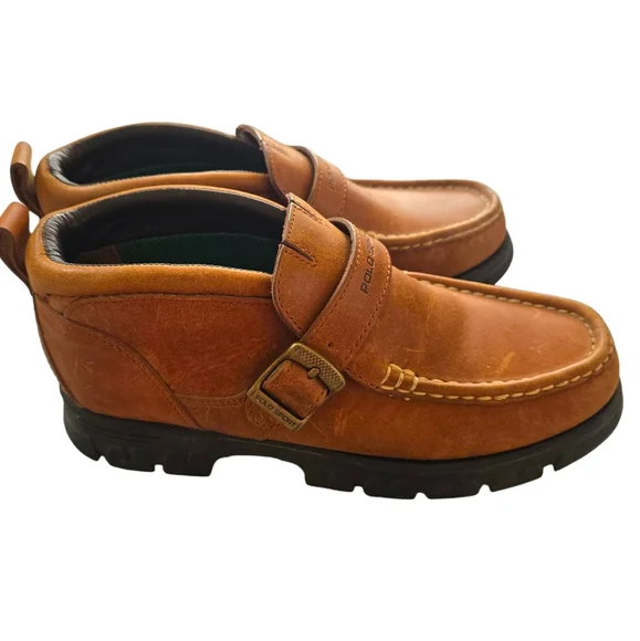 Vintage Women's Polo Ralph Lauren Sport Brown Leather Slip On Boots Size 8B - Picture 1 of 6
